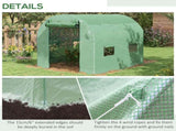 Walk-In Garden Polytunnel Greenhouse with Steel Frame, PE Cover, Roll-Up Door and 4 Windows, 2.5 x T3398P325093