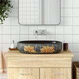 Countertop Basin Grey and Black Oval 59x40x14 cm Ceramic 155107