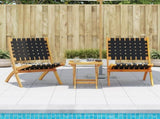 Folding Garden Chairs 2 pcs Black Solid Wood Acacia and Fabric 366510