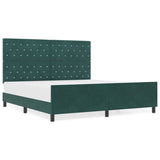 ZNTS Bed Frame in Dark Green, 180x200 cm, Velvet 3344894