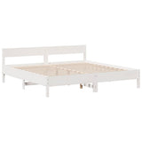 Bookcase Bed without Mattress White 180x200cm Super King Solid Wood Pine 3323018