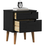 Bedside Cabinet Black 40 x 35 x 48 cm Solid Pine Wood 42020932