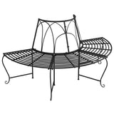 Tree Bench Set of 2 Black Steel Large Appealing Design 3095717
