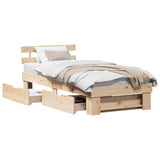 Bed Frame with Headboard Natural 90 x 190 cm Solid Pine Wood 872548