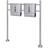 Double Mailbox on Stand Stainless Steel 271746