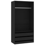 Wardrobe Black 100x50x200 cm Engineered Wood 800604