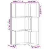 Corner Bookcase 3-Tier Brown Oak 50x50x102 cm Engineered Wood 852597