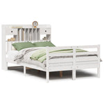 ZNTS Bookcase Bed without Mattress White 120x190 cm Small Double Solid Wood Pine 3321927