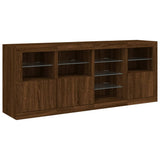 Sideboard with LED Lights Brown Oak 164x37x67 cm 3209057