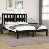 3103917 Bed Frame without Mattress Black Solid Wood 140x190 cm