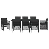 Garden Dining Set 9 pcs Black Poly Rattan 3380624