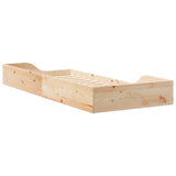 Bed Frame Brown 100 x 210 cm Solid Pine Wood 873406