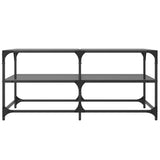 Coffee Table with Black Glass Top 98.5x50x45 cm Steel 846013