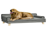 Dog Sofa, with Wooden Legs, Water-Resistant Fabric, for Medium & Large Dogs - Grey T3398P376487
