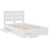 Bed Frame with Drawer White 135 x 190 cm Engineered Wood 3411980
