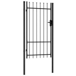 ZNTS Fence Gate Single Door with Spike Top Steel 1x1.75 m Black 145745