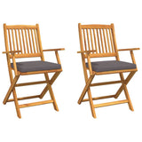 Folding Chair 2 pcs Grey 49 x 57.5 x 92cm Solid Acacia wood 42000956
