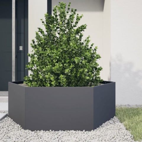 ZNTS Garden Planter Anthracite Hexagon 138x120x45 cm Steel 851138