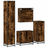 4 Piece Bathroom Furniture Set Smoked Oak Engineered Wood 3301207
