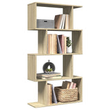 Room Divider Bookcase 4-Tier Sonoma Oak 70x24x129 cm Engineered Wood 858104
