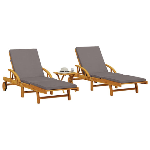 ZNTS Sun Loungers 2 pcs with Table Solid Wood Acacia 3206368