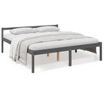 ZNTS Senior Bed without Mattress Grey 200x200cm Solid Wood Pine 810636
