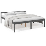 ZNTS Senior Bed without Mattress Grey 200x200cm Solid Wood Pine 810636