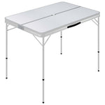 Folding Camping Table with 2 Benches Aluminium White 48181