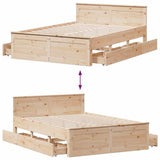 Bed Frame without Mattress with Headboard 140x190 cm Solid Wood Pine 3308777