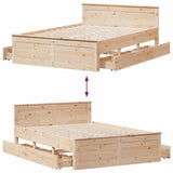Bed Frame without Mattress with Headboard 140x190 cm Solid Wood Pine 3308777