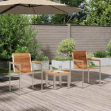 Sun Lounger 3 pcs Brown Solid Teak Wood and Stainless Steel 3334843