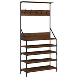 Clothes Rack with Shoe Storage Brown Oak 90x34x184 cm 837881