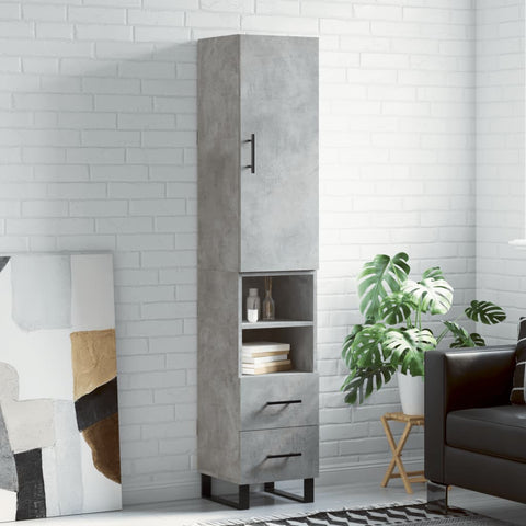 Highboard Concrete Grey 34.5x34x180 cm Engineered Wood 3198941