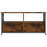 TV Cabinet Smoked Oak 90x33x45 cm Engineered Wood&Iron 831795