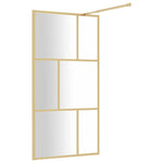 Walk-in Shower Wall with Clear ESG Glass Gold 100x195 cm 154957