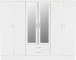 ZNTS Nevada 6 Door 2 Drawer Mirrored Wardrobe 100-101-111