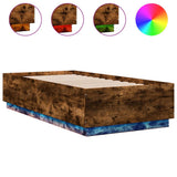 Bed Frame with LED without Mattress Smoked Oak 90x190 cm Single 3209664