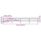 Garden Fence with Spear Top Steel 714.5x75 cm Black 277706
