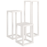 3 Piece Plant Stand Set White Solid Wood Pine 822268