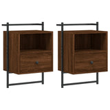 Bedside Cabinets Wall-mounted 2 pcs Brown Oak 40x30x61 cm Engineered Wood 833442