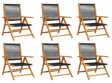 Reclining Garden Chairs 6 pcs Black Solid Wood Acacia 3214530
