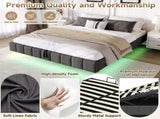 4ft6 Double Floating Bed Frame with Hydraulic Under-bed Storage & Smart RGB LED Lights, No Headboard N652P422490G