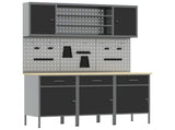Work Cabinet with Drawer 7 pcs Black Engineered Wood and Steel 3321430
