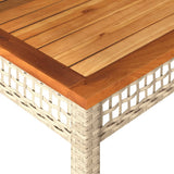 Garden Table Beige 80x80x75 cm Poly Rattan Acacia Wood 366275