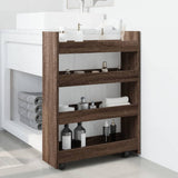 Narrow Storage Trolley 4 Tier Brown Oak Engineered Wood 855265