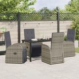 Garden Dining Set with Cushion 5 pcs Grey Poly Rattan 3379501