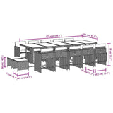 15 Piece Garden Dining Set with Cushions Black Poly Rattan 3211170