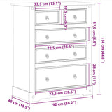 Chest of Drawers Corona 92x48x114 cm Solid Wood Pine 4005674