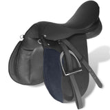 Horse Riding Saddle Black Leather 17.5 inch Durable 90645