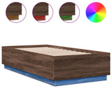 Bed Frame with LED without Mattress Brown Oak 75x190 cm Small Single 3209673